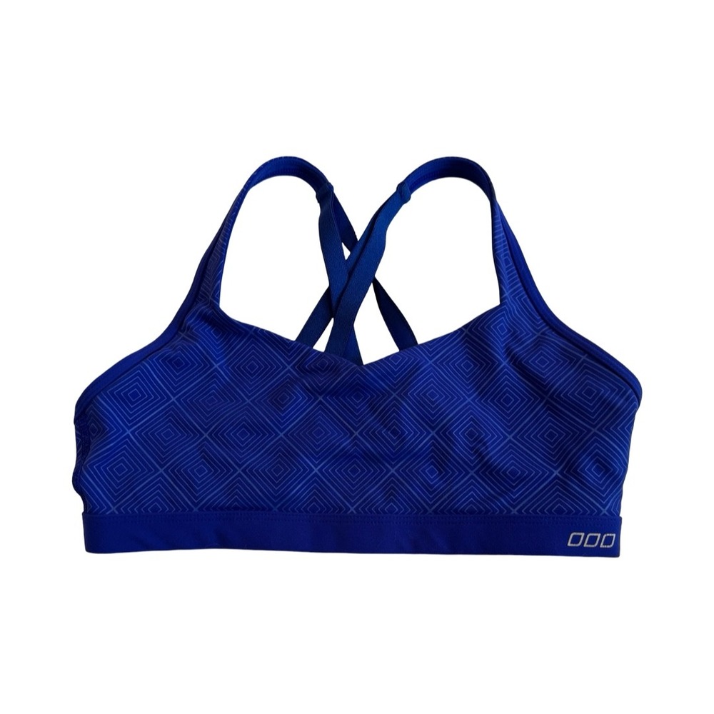 Lorna Jane Royal Blue Geometric Diamond Cross Back Adjustable Sports Bra